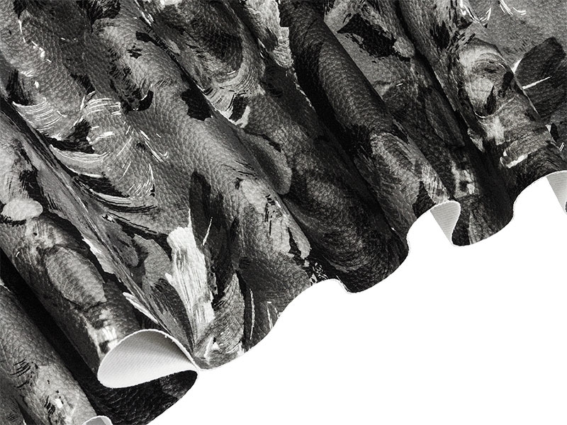IMITATION LEATHER GRAY PAINTED FLOWERS 140 CM 1 MB