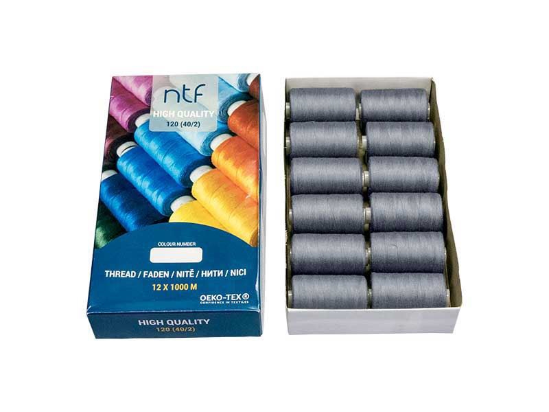 POLYESTEROVÉ NITĚ NTF 40/2TMAVÁ OCEL A739  1000 m x 12 ks