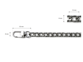 Łańcuszek do torebki z karabinczykiem długość  40 cm nikiel (1001)