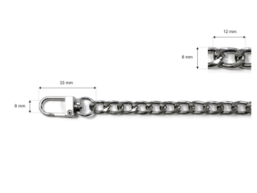 Łańcuszek do torebki z karabinczykiem długość  60 cm nikiel (1002)