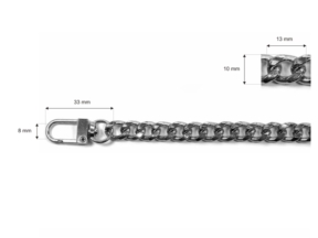 Łańcuszek do torebki z karabinczykiem długość  40 cm nikiel (1003)