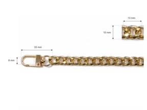 Łańcuszek do torebki z karabinczykiem długość  40 cm złoty (1003)
