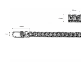 Łańcuszek do torebki z karabinczykiem długość  60 cm nikiel (1004)