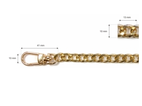 Łańcuszek do torebki z karabinczykiem długość 100 cm złoty (1005)
