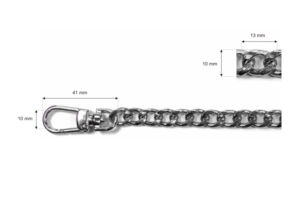 Łańcuszek do torebki z karabinczykiem długość 120 cm nikiel (1006)