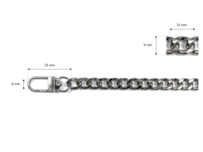 Łańcuszek do torebki z karabinczykiem długość  40 cm nikiel (1007)
