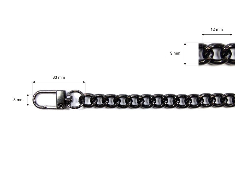 Handtaschenkette mit karabinerhaken 1008 coco schwarzer nickel
