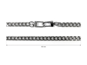 Łańcuszek do torebki z karabinczykiem długość  60 cm nikiel (1008)