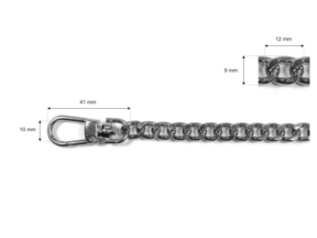 Łańcuszek do torebki z karabinczykiem długość 100 cm nikiel (1009)