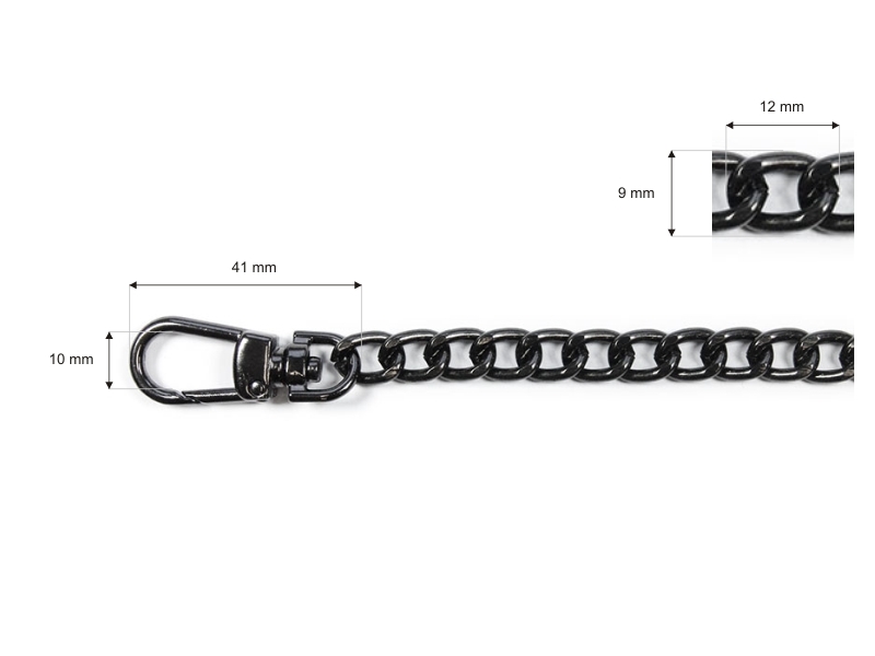 Řetízek na kabelku s karabinou 1010 coco black nickel