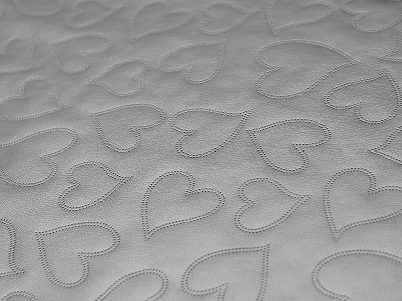 IMITATION QUILTED LEATHER HEARTS SILVER 140 CM 1 MB