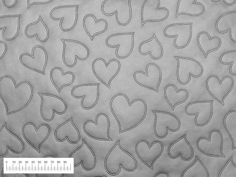 IMITATION QUILTED LEATHER HEARTS SILVER 140 CM 1 MB