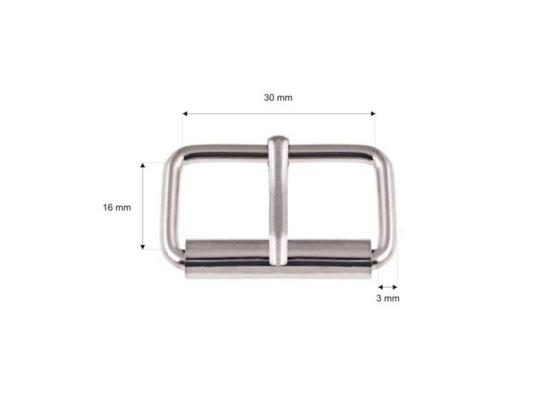 SATTLERSCHNALLE AUS METALL MIT EINEM HAKEN 30/16/3 MM SILBERFARBE, NICKEL     FREE
