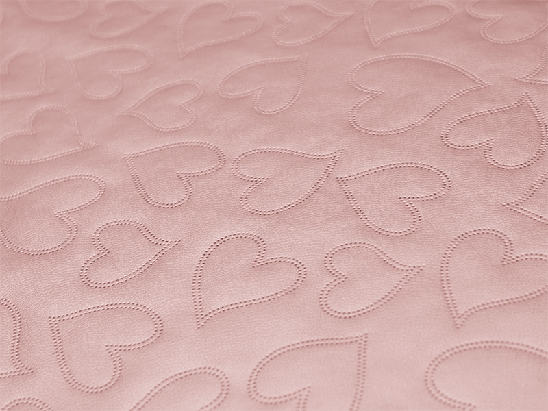 UMĚLÁ KŮŽE PROŠÍVANÝ SRDCE PEARL PINK 140 CM 1 M