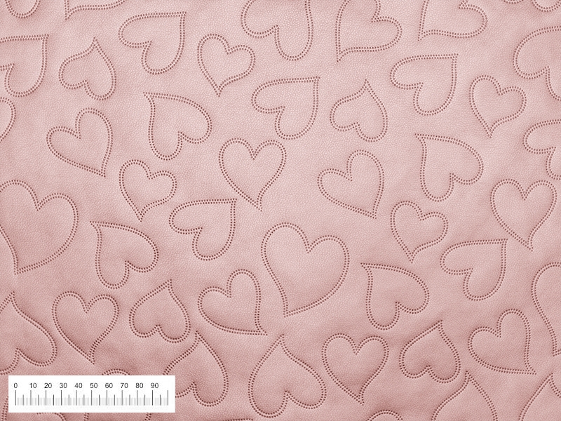 UMĚLÁ KŮŽE PROŠÍVANÝ SRDCE PEARL PINK 140 CM 1 M