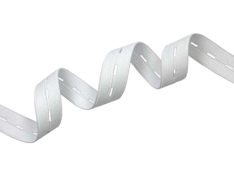 Knitted button band (rubber) 20 mm white 25 mb