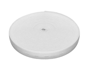 Pletená knoflíková páska (gumová) 20 mm bílá 25 mb