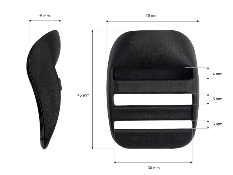 Plastic slide buckle 30 mm kira black 100 pcs