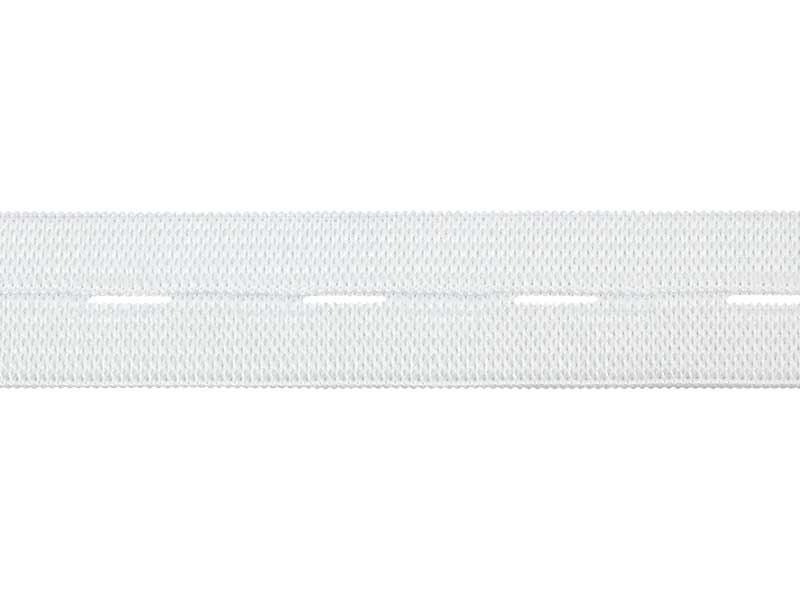 Knopf-Strickband (Gummi) 25 mm weiß 25 mb