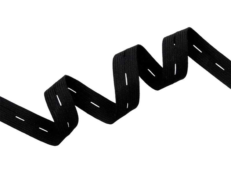 Knopf-Strickband (Gummi) 25 mm schwarz 25 mb