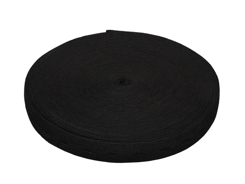 Button knitted tape (rubber) 30 mm black 25 mb