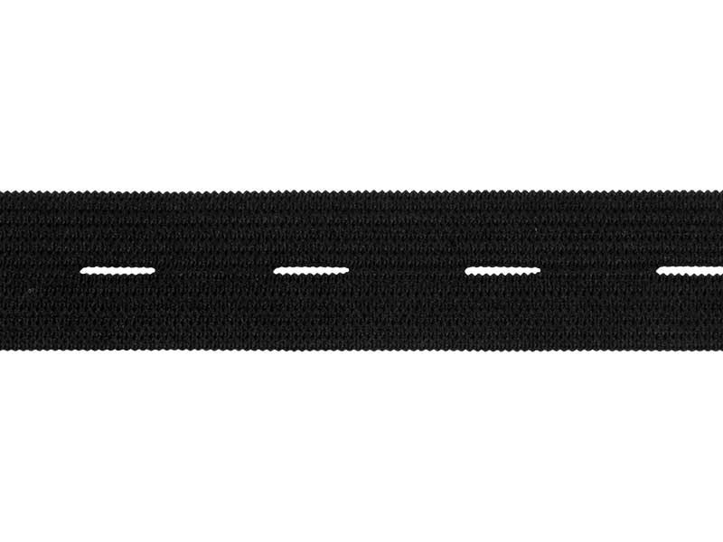 Knopf-Strickband (Gummi) 30 mm schwarz 25 mb
