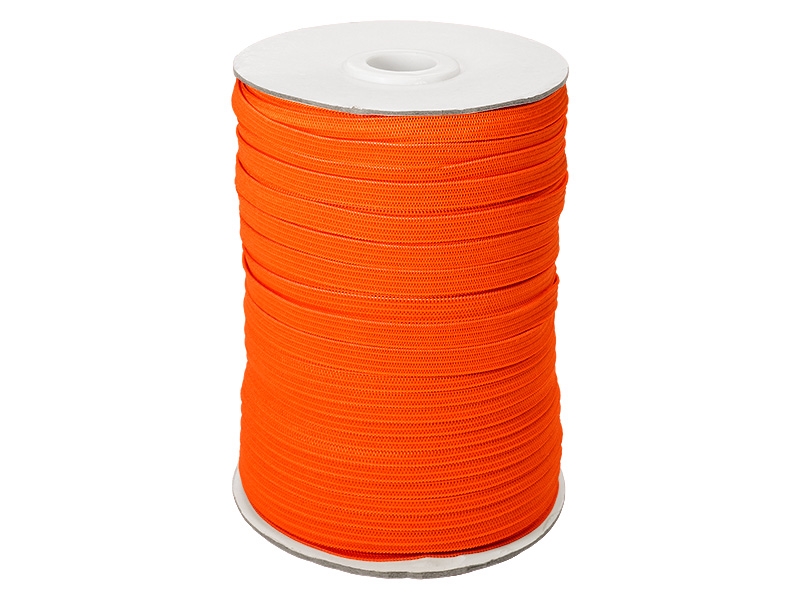 Flat knitted elastic band 7 mm polyester (523) orange