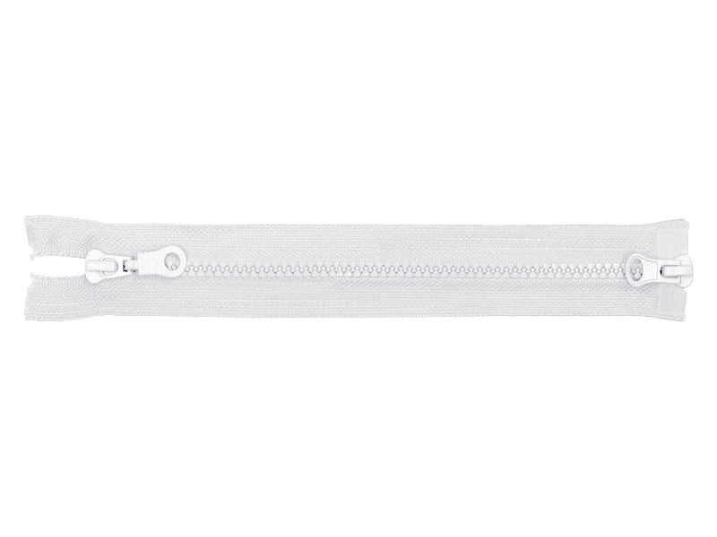 KOSTĚNÝ ZIP ŠÍŘE 5 DĚLITELNÝ TWO WAYS 75 cm (501)  BÍLÝ 50  KS