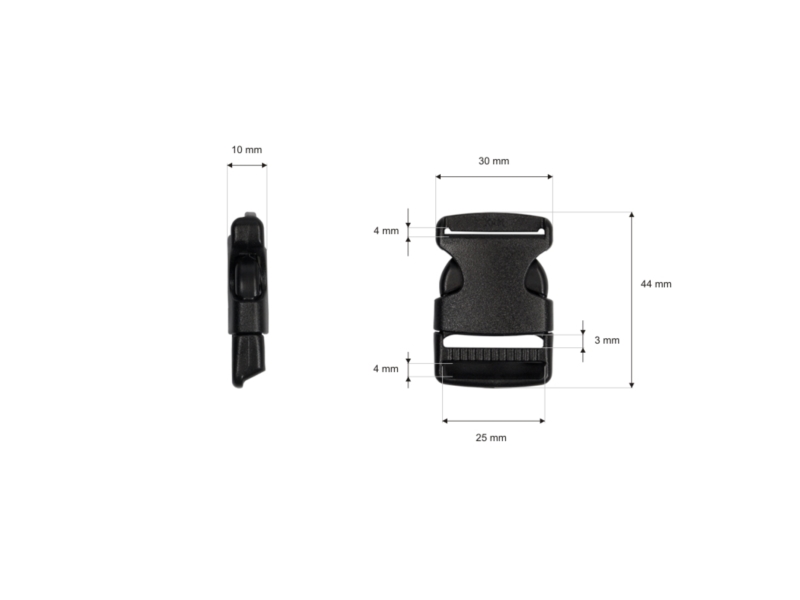 Plastic buckle 25 mm michalina black 100 pcs