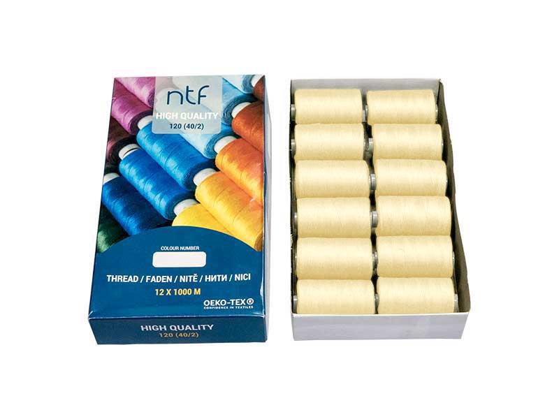 POLYESTEROVÉ NITĚ NTF 40/2ŽLUTÝ PASTEL A506  1000 m x 12 ks