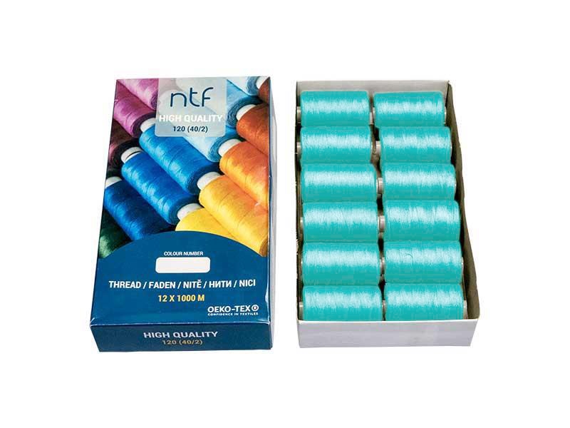 POLYESTERGARN NTF 40/2 LEUCHTENDES HIMMELBLAU A607 1000 M x 12 ST