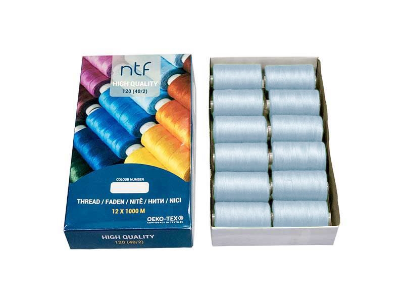 Nici poliestrowe NTF 120 (40/2)  niebieskie pastelowe A 783 1000 m x 12 szt.