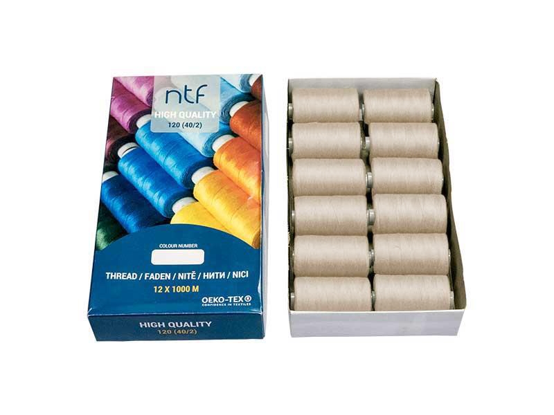 POLYESTEROVÉ NITĚ NTF 40/2BÉŽOVÝ A687  1000 m x 12 ks
