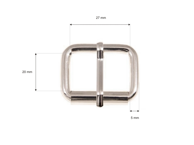 SATTLERSCHNALLE AUS METALL MIT EINEM HAKEN 27/20/5 MM   NICKELGLANZ DRAHT 1 ST.