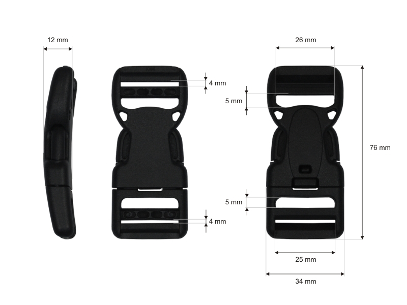 Plastic buckle 25 mm jagna black 25 pcs