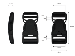 Klamra plastikowa 32x83 mm Jagna czarna