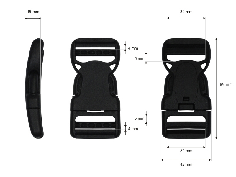  Plastic buckle 38 mm jagna black 25 pcs