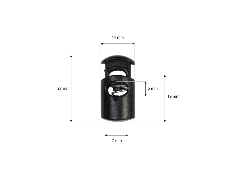 Plastic string stopper 4/5 mm (305-3039) single kornel  black 500 pcs