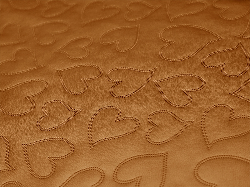IMITATION QUILTED LEATHER HEARTS COPPER 140 CM 1 MB