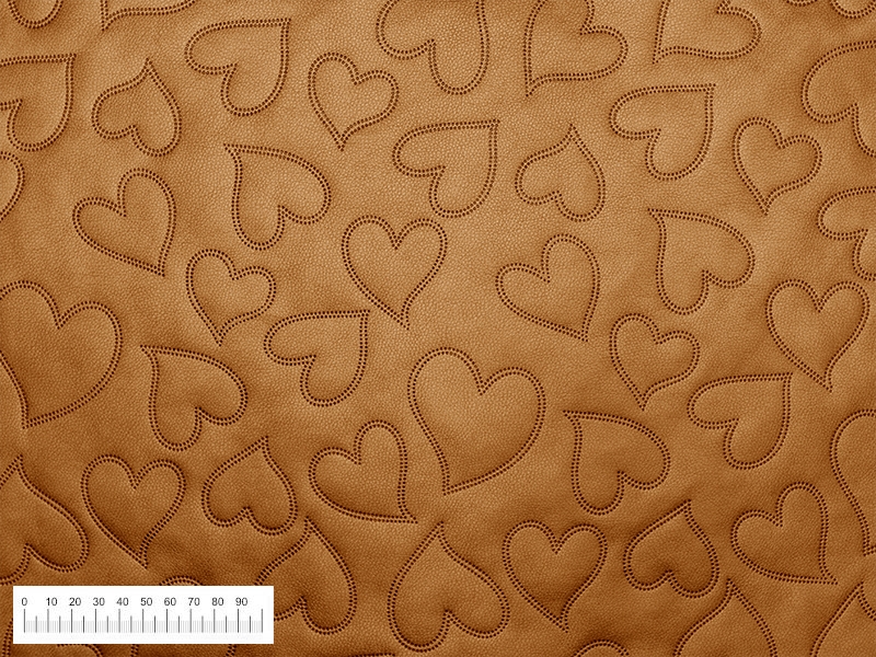 IMITATION QUILTED LEATHER HEARTS COPPER 140 CM 1 MB
