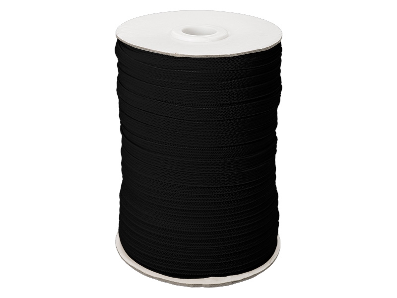 Flachgestricktes Gummiband 7 mm Polyester (580) schwarz