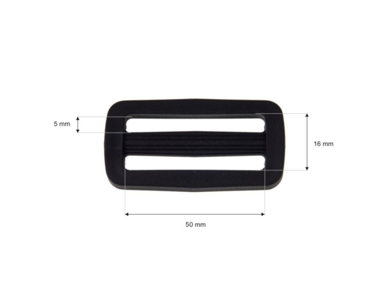 Plastic slide buckle 50/16 mm Ignacy black 200 pcs