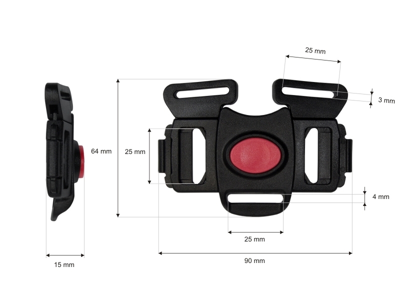 Plastová svorka dvojitá 25 mm 5-way tekla 9 černá/červená ks