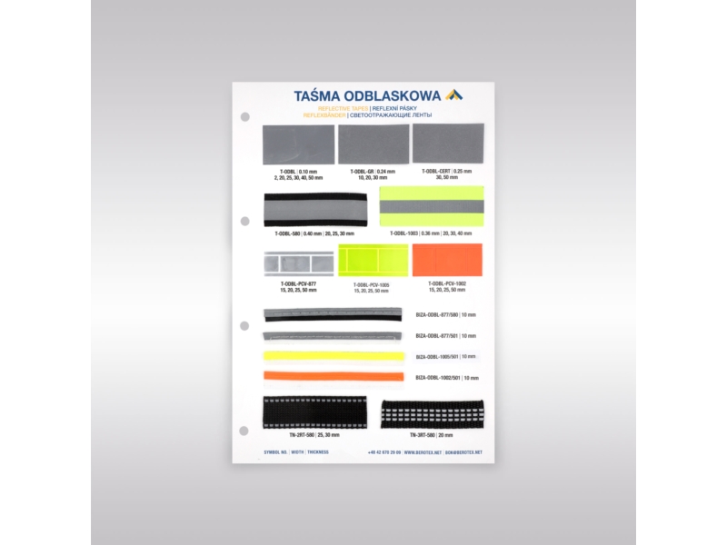 Reflective tape colour catalogue