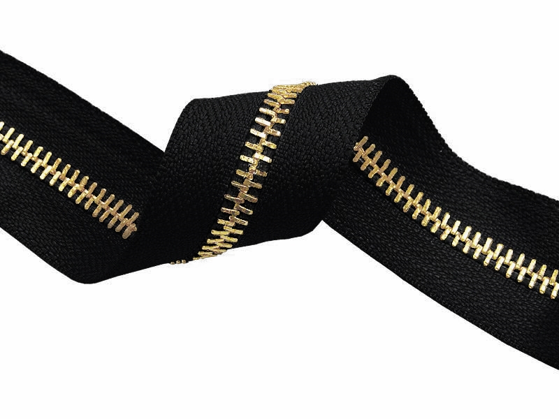 METAL ZIPPER  TAPE 5 (580) BLACK GLOSSY  GOLD