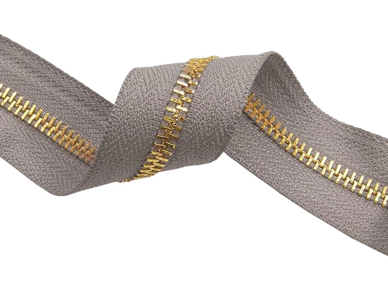 Metal zipper strip 5 (134) grey gold gloss