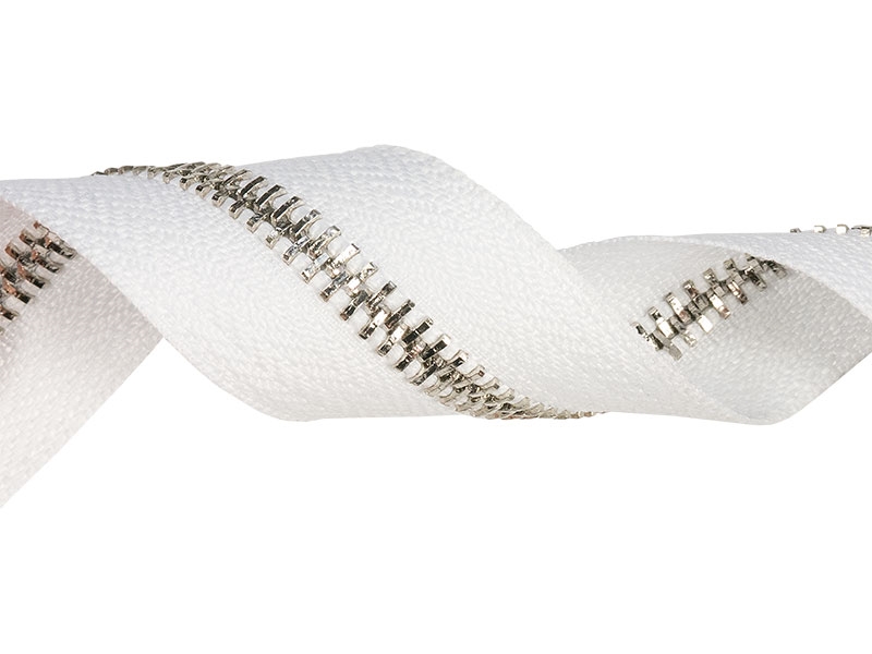 Metal zipper strip 5 (501) white glossy nickel