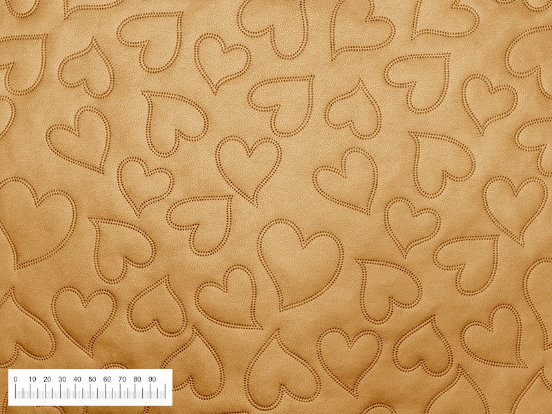 IMITATION QUILTED LEATHER HEARTS YELLOW GOLD 140 CM 1 MB