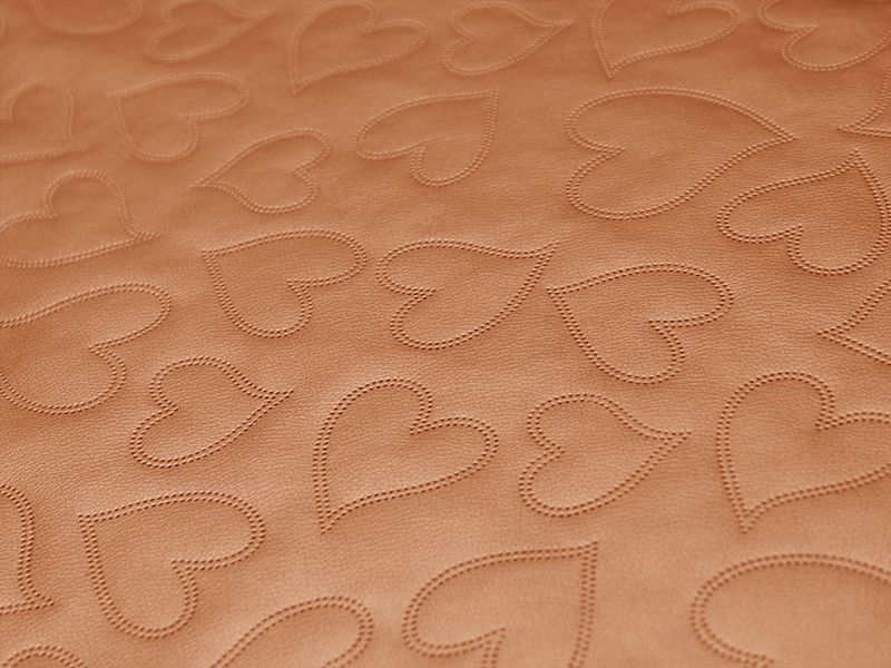 IMITATION QUILTED LEATHER HEARTS GOLD 140 CM 1 MB