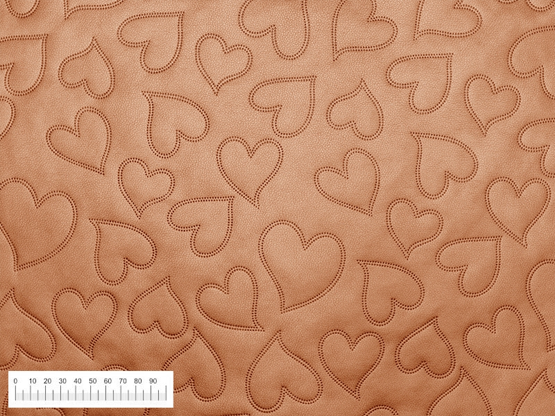 IMITATION QUILTED LEATHER HEARTS GOLD 140 CM 1 MB